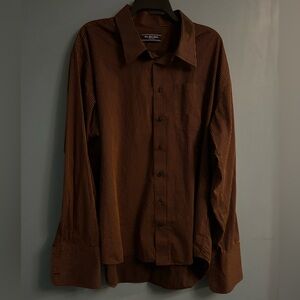 Elegant Brown Striped Dress Shirt